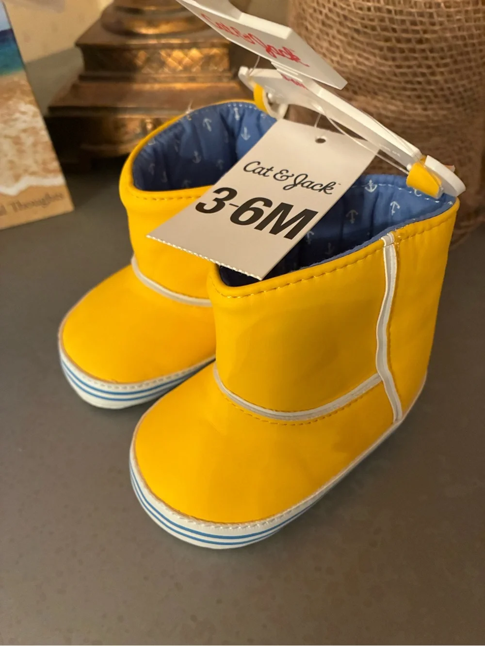 Cat & Jack, NEW WITH TAGS, pre-walker infant BRIGHT LEMON YELLOW rain boots.
